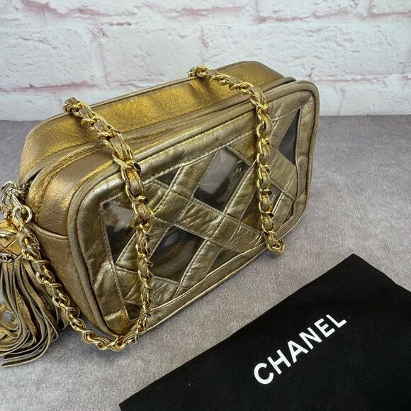 Chanel Metallic Lambskin PVC Tassel Camera Case Gold - Picture 16 of 16